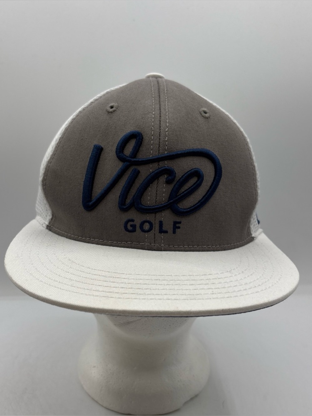 Vice Golf Squad Cap Snapback Men's White Grey Flat Bill Mesh Adjustable Hat OSFM